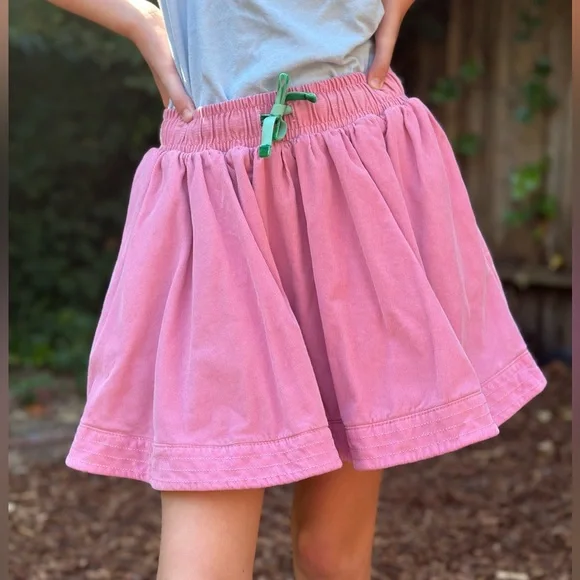 Mini Boden Pink Corduroy Skirt with Floral liner - Picture 1 of 7